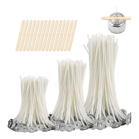165pzs Mechas De Vela Pabilo De Algodón Pre Encerada Con Base Soporte Para Hacer Velas Diy, 12cm 15cm 20cm Mecha Natural Bajo Humo Con Dispositivo De Centrado Candle Wicks Pabilo Para Velas Accesorios