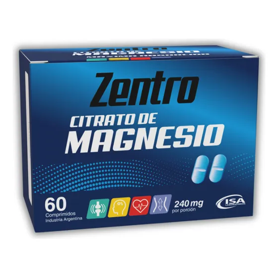 Zentro Citrato De Magnesio Isa - 60 Comprimidos En Caja Sin Sabor