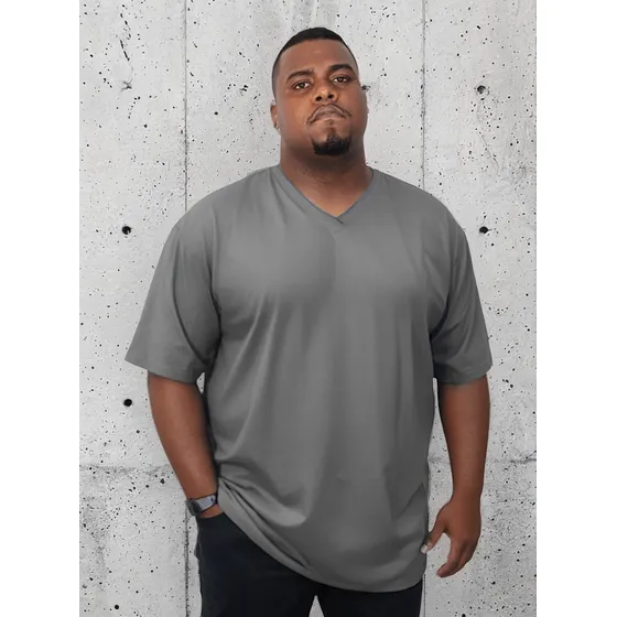 Camiseta Plus Size Gola V Masculina Básica 100% Algodão
