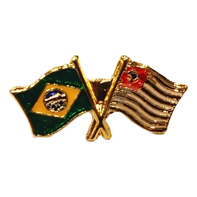 Pim Bótom Broche Bandeira Estado De São Paulo Chapeado Ouro