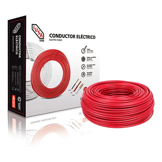 Caja 100 Mts Cable Iusa Verde Thw Cal 12 Awg 100% Cobre Cubierta Rojo