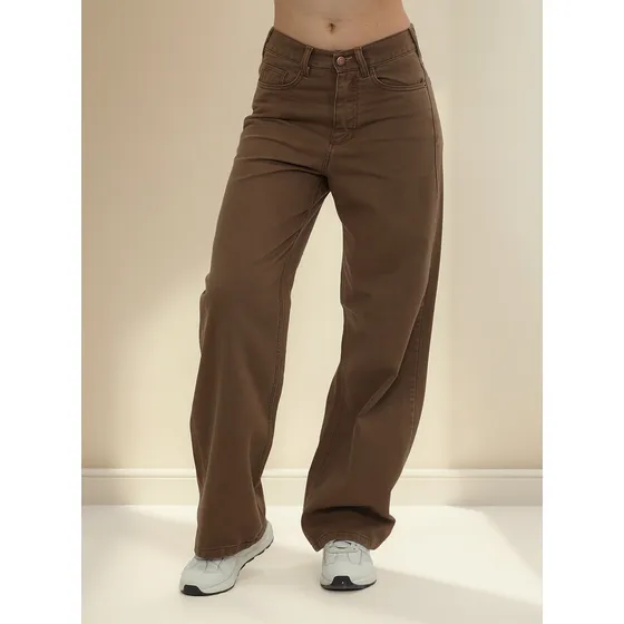 Pantalón Onyx Wide Leg Chocolate Tiro Alto Mujer