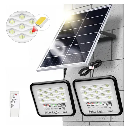 Lámpara Solar Exterior Reflectores Led Jardín Suburbana 2pz Con 2 Cables De 5m Y Control Remoto – Ip67 Impermeable, Panel De Alta Eficiencia, Kit Completo Para Uso En Interior/exterior Negro Lámpara Solar Exterior Reflectores Led Jardín Suburbana 2pz Con 2 Cables De 5m Y Control Remoto – Ip67 Impermeable, Panel De Alta Eficiencia, Kit Completo Para Uso En Interior/exterior Negro