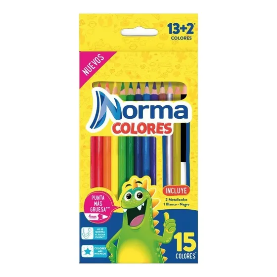 Lápices De Colores Norma, Caja Con 15 Piezas Punta + Gruesa