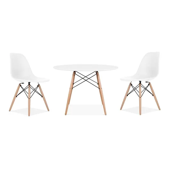 Set Mesa Eames Redonda + 2 Sillas Para Chicos Adolescentes 
