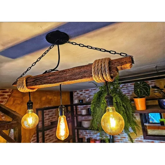 Lampara Rústica Gratis 3 Focos Vintage + 1 Socket Soga