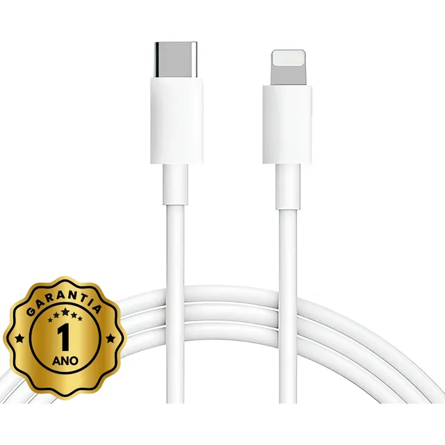 Cabo Carregador Compativel Com iPhone 6 7 8 X Xr Xs 11 12 13 14 Pro Max Turbo Tipo C Branco