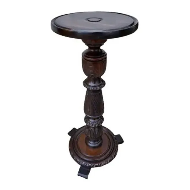 Mesa Redonda Pedestal En Madera Pino Marron 