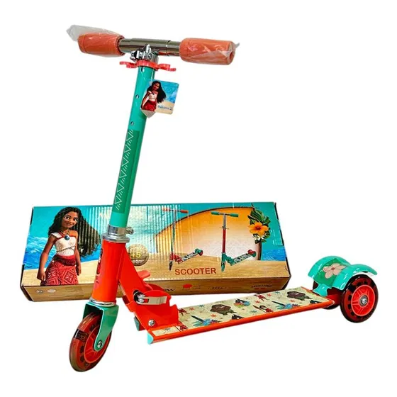 Monopatín Infantil Moana 3 Ruedas Plegable Con Luz Premium