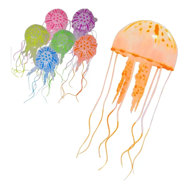 Adorno P/ Acuario Diseño Medusa Neón Mediano 20cm  