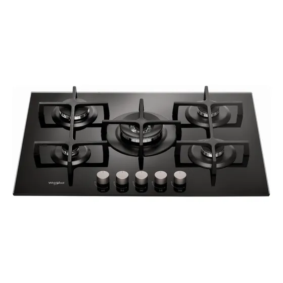 Anafe A Gas Whirlpool Goa 7523 Vidrio Negro 75cm 5 Hornallas