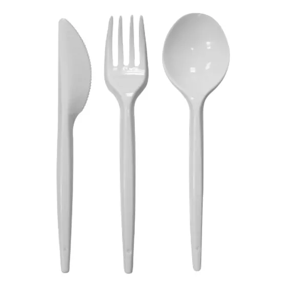 Cuchara, Tenedor Y Cuchillo Grande De Almidon De Maiz X 100