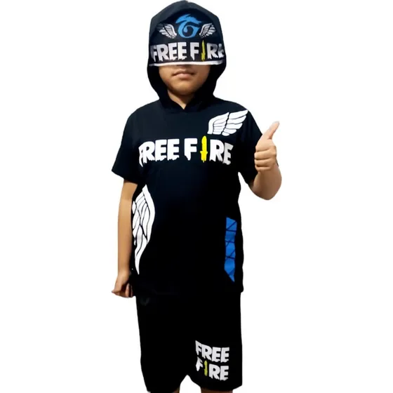 Conjunto Infantil Free Fire Personagem Menino Short Camiseta