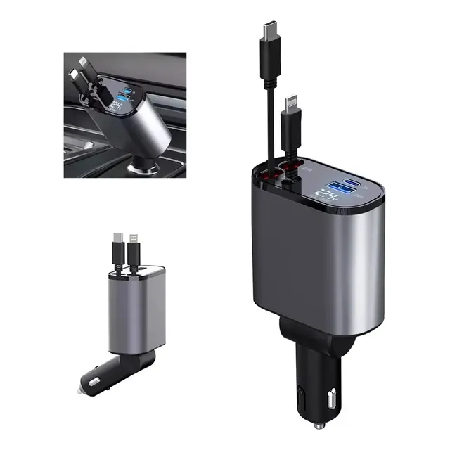 4 En 1 Cargador Retráctil De Coche De Carga Rápida De 100w