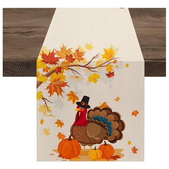 Camino Mesa Otoño 48  Largo Pavo Calabaza Hoja Arce Floral