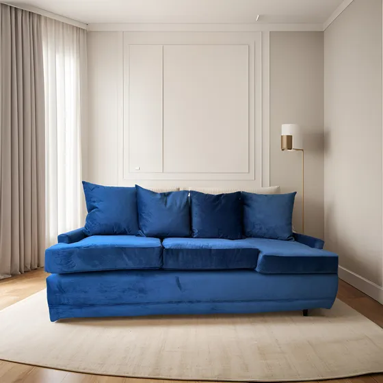 Sofa 3 Cuerpos Felpa Azul 