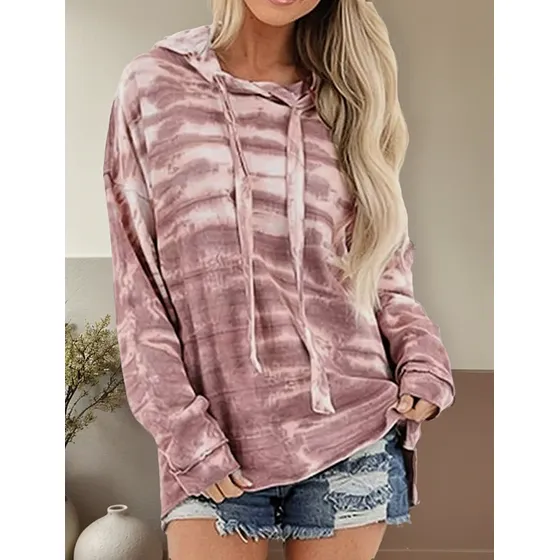 Sudadera/playera Tie-dye Casual Con Capucha P/mujer C/manga