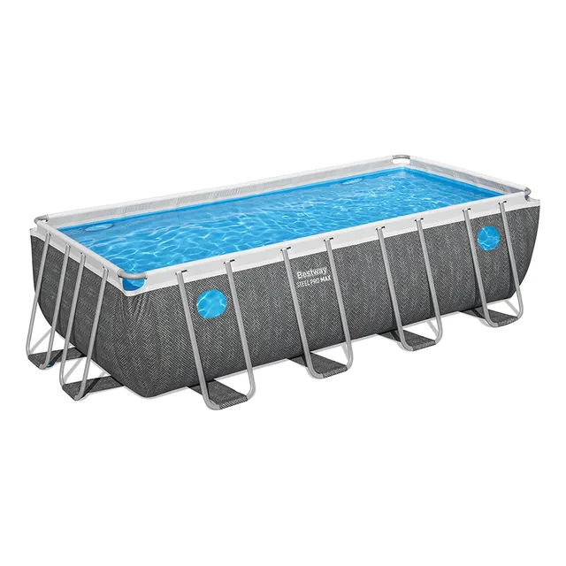 Alberca Estructural Bestway Steel Promax Rectangular 488x244 Color Gris Steel Pro Max
