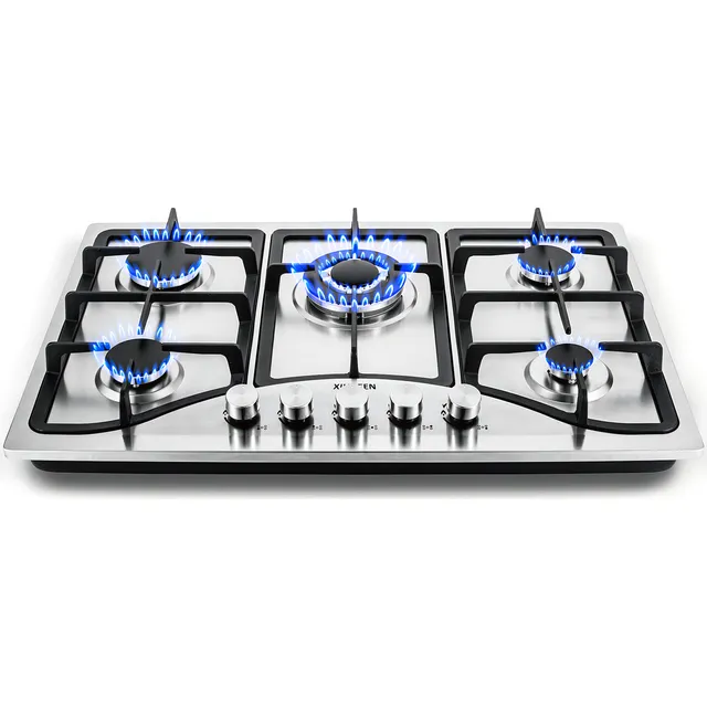 Parrilla Empotrable Estufa 5 Quemadores Gas Estufas De Mesa Acero Inoxidable Xiudeen