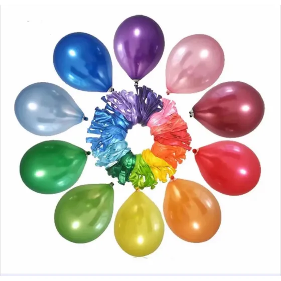 Bolsa 100 Globos Látex Metalizados R10 Colores Surtidos