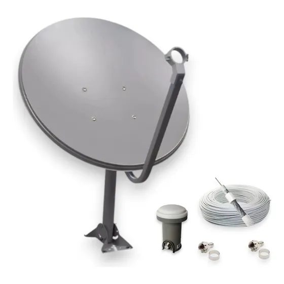 Kit Antena Banda Ku 60cm Com Cabo Rg06 67% 15m Megatron