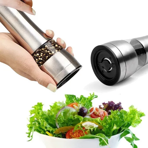 Moedor De Sal Grosso E Pimenta Do Reino Em Inox Profissional Cor Prata