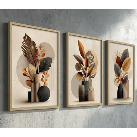 Quadros Decorativos Quarto Sala Cozinha Vaso Plantas Moldura