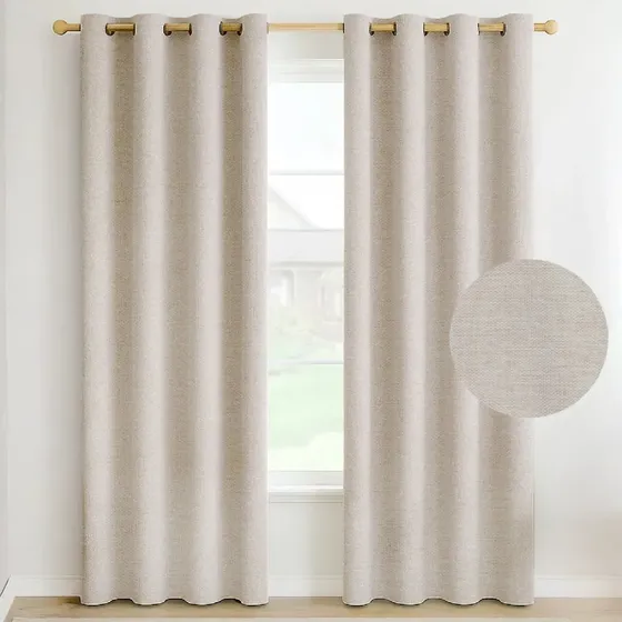 Cortina Blackout 100% Casatua 1 Paño 140x220 Cm Textura Lino Color Crudo