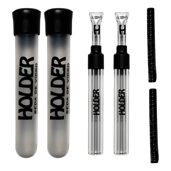 Kit 2 Ceda De Vidro Holder Blunt Lavável + Limpador + Case