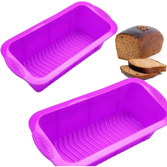 Molde Silicona Rectangular Pan Tortas 21x10x7 Cmts  Lila