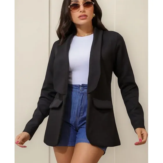 Blazer Alfaiataria Longo Sem Botões