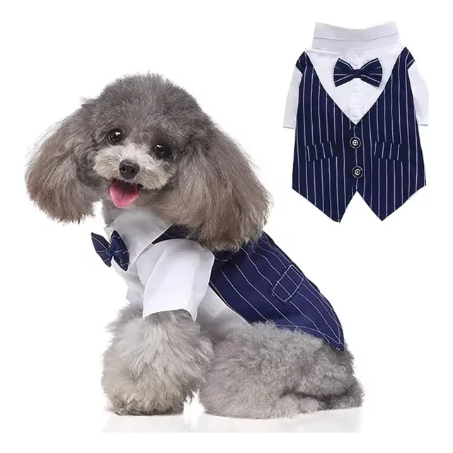 Traje Esmoquin Elegante Mascota Perro Boda Evento Azul Negro