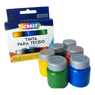 Tinta Para Tecido Acrilex Colors 6 Cores 15ml Pintura Textil Tinta Para Tecido Acrilex Colors 6 Cores 15ml Pintura Textil