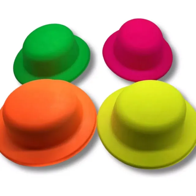 Gorro 10 Uds Bombin Plastico Fluorecente Bowler Hat Fluor