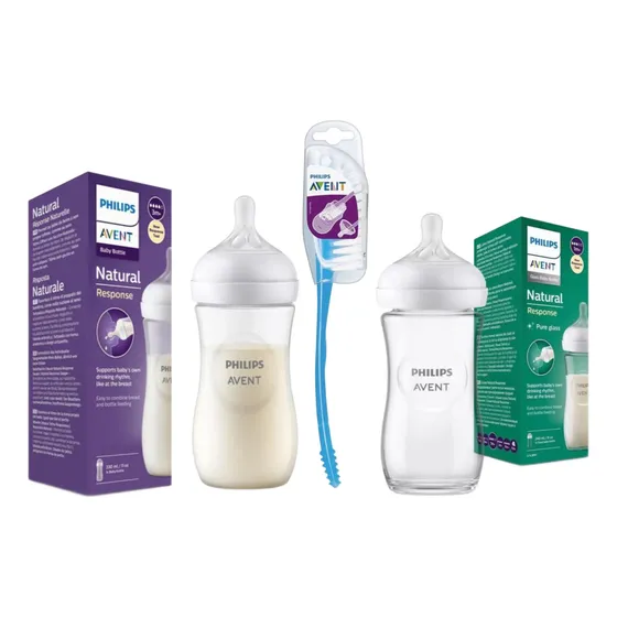 Pack Biberones Avent Vidrio 240ml Plastico 330ml Y Escobilla
