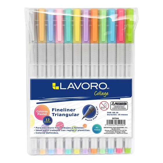 Fineliner Triangular 0,4 Mm Colores Pastel Lavoro