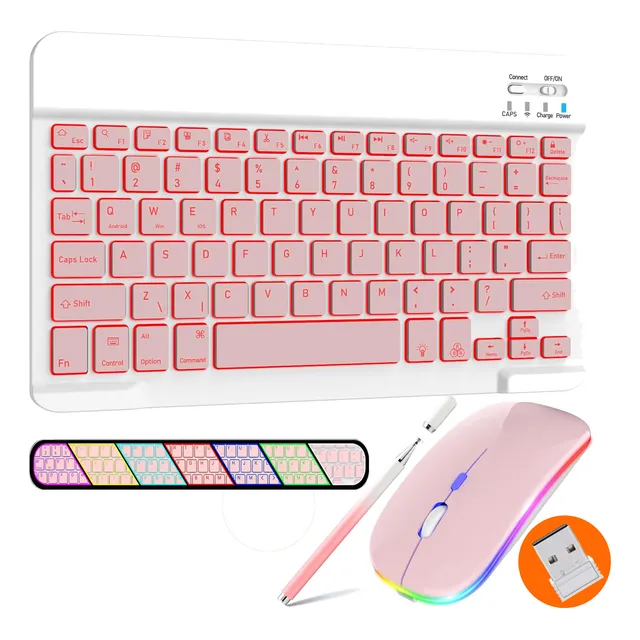 Teclado Iluminado+2.4g Mouse+lápiz Para iPad/tablet/laptop Ñ