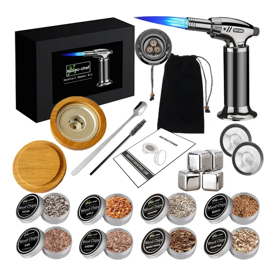 Kit Ahumador Eléctrico Whisky 8 Sabores Recargable Negro