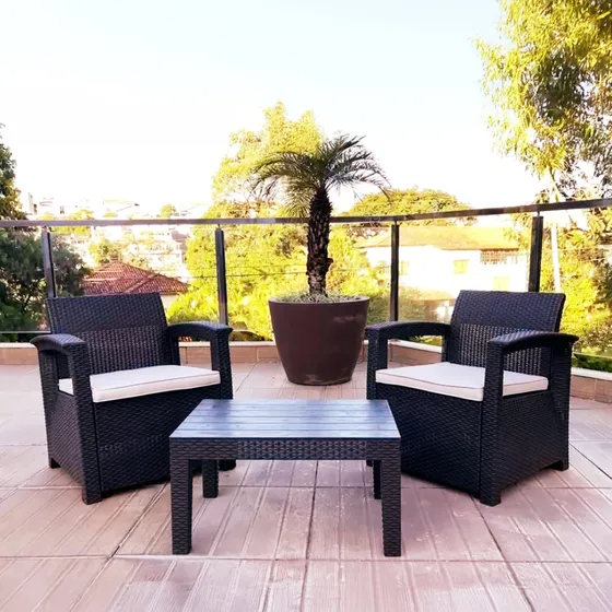 Conjunto Sofá Jardim Área Externa 2 Lugares Impermeável