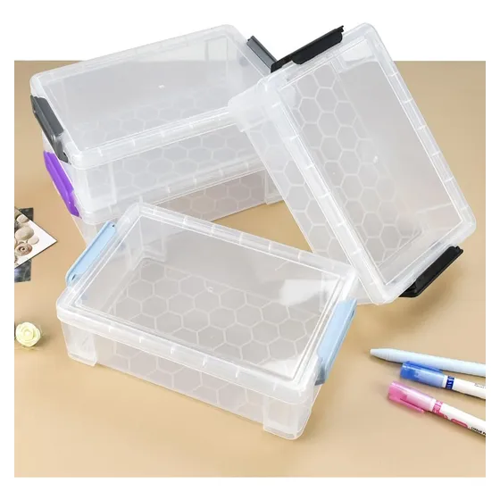 Cajas De Lápices Apilables De Plástico Transparente, 4 Unida