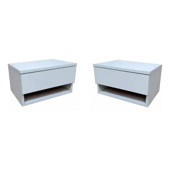Combo X2 Cajon Mesas De Luz Flotante Estante Armado Muebleds