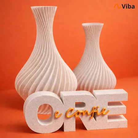 Kit Vaso Decorativo Com Letreiro Biblico Moderno Granito Granito