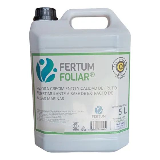 Fertilizante Abono Orgánico Fertum Foliar Con Algas 5litros
