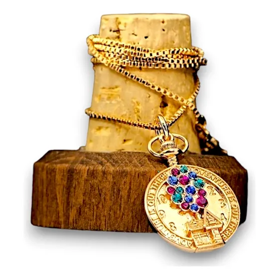 Collar Cadena Dije Eslabón Cuadrado Reloj Casa Up Oro 18k