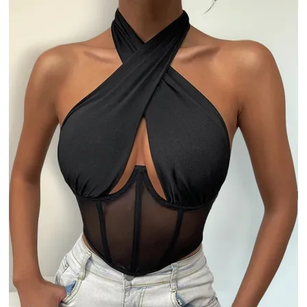 Crop Top Para Mujer Sin Mangas - Peto Con Agarre En Cuello