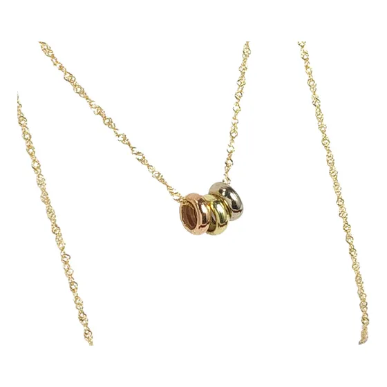Conjunto Oro 18k Cadena + Dijes Donas Tricolor Medianas