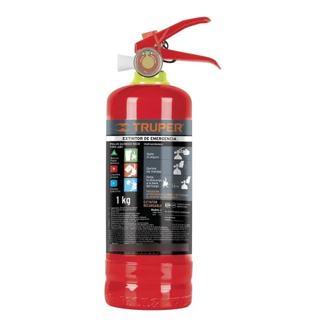 Extintor Portátil Recargable 1 Kg, Tipo Abc, Truper 100276