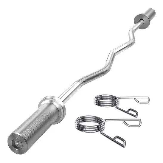 Barra Ez W Olimpica Biceps Triceps 50mm Maciza Cromada Bujes