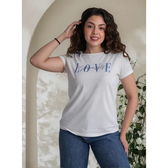 Remera Basica Love Yourself Algodon Mujer