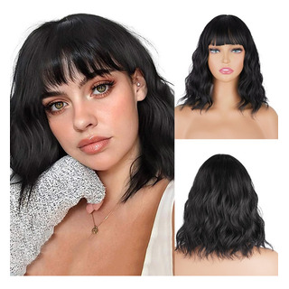 Pelucas Para Mujer Ondulada Corto Pelo Negra Cabello Natural Pelucas Para Mujer Ondulada Corto Pelo Negra Cabello Natural